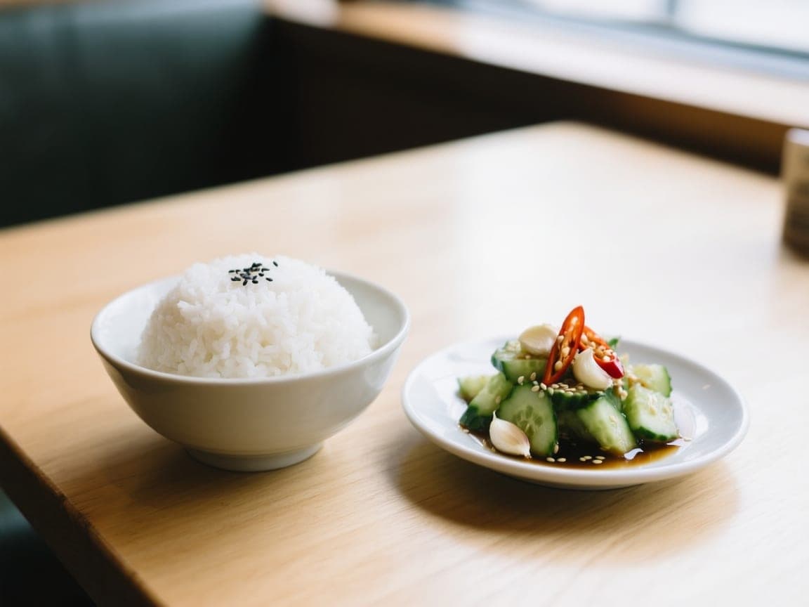 Riz blanc + concombre — 米饭+黄瓜