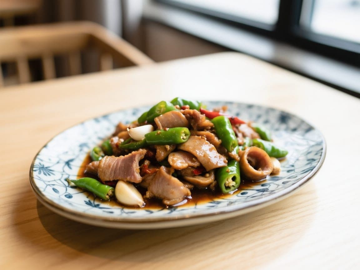 Tripes sautées aux piments verts — 尖椒炒大肠